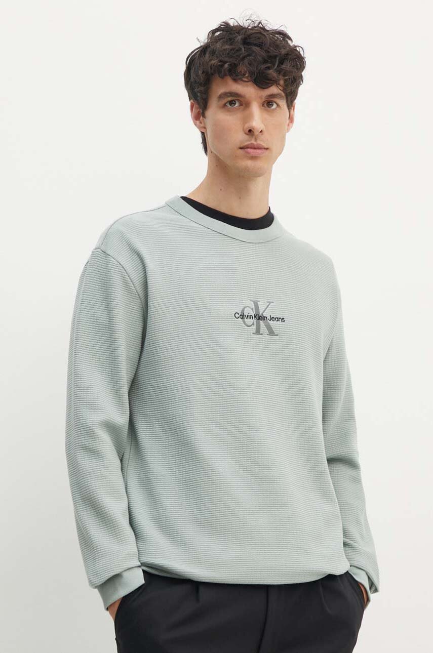 

Памучен суичър Calvin Klein Jeans в сиво с апликация J30J325647, Сив