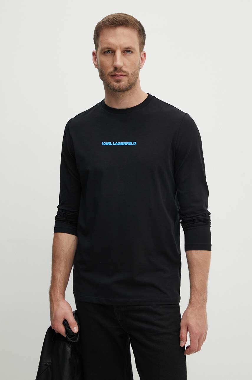Karl Lagerfeld longsleeve barbati, culoarea negru, cu imprimeu, 543221.755406