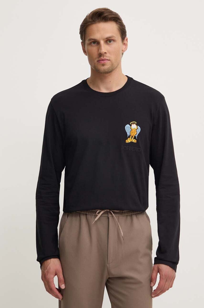 Iceberg longsleeve din bumbac x Garfield culoarea negru, cu imprimeu, F02C 6325