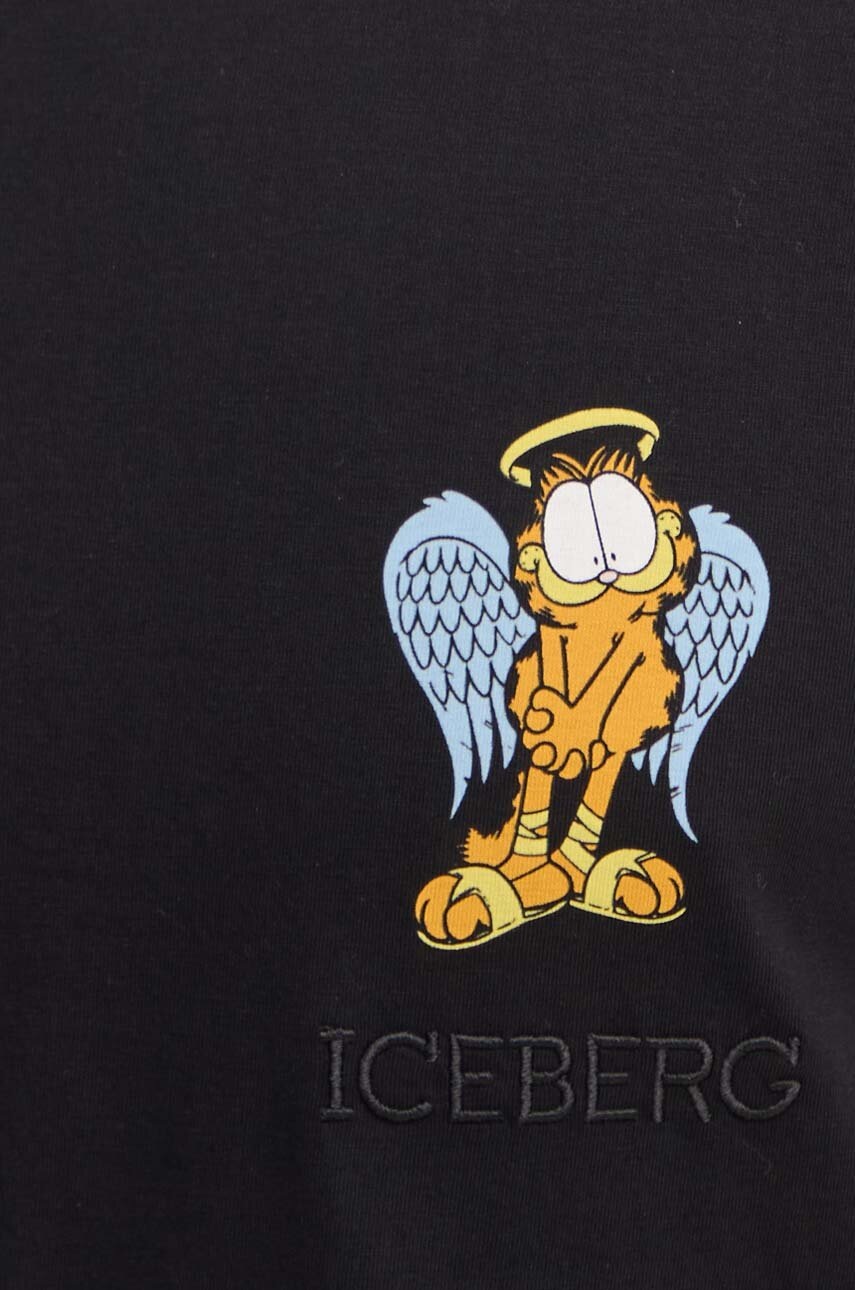 Бавовняний лонгслів Iceberg x Garfield колір чорний з принтом F02C 6325 