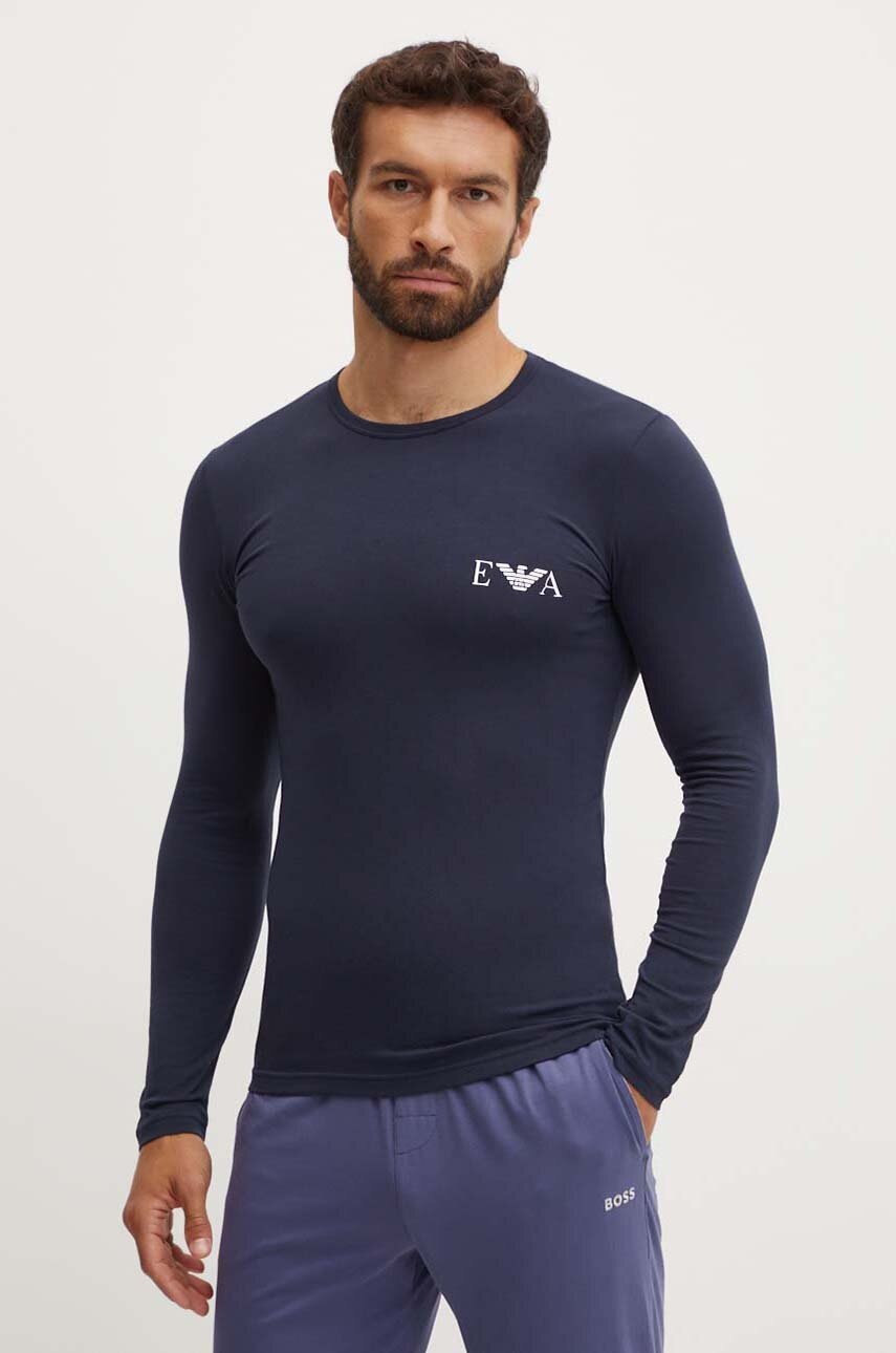 

Домашна блуза с дълги ръкави Emporio Armani Underwear в тъмносиньо с принт 111023 4F715, Тъмносин