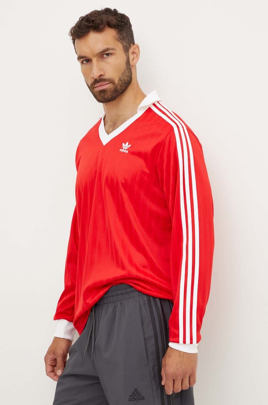 adidas Originals longsleeve Adicolor Piqué Football Long Sleeve barbati, culoarea rosu, cu imprimeu, IX5226 adidas Originals longsleeve Adicolor Piqué Football Long Sleeve barbati, culoarea rosu, cu imprimeu, IX5226