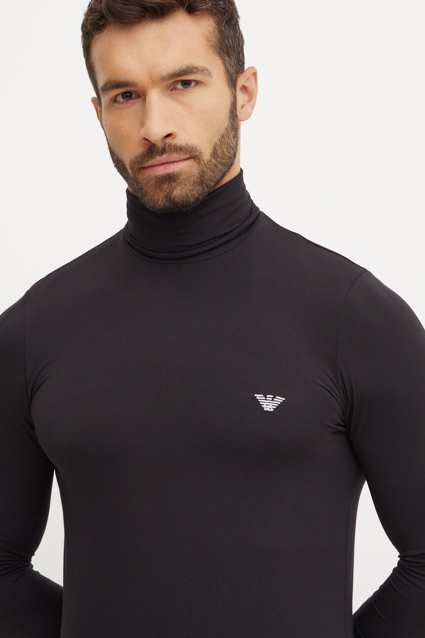 

Домашна блуза с дълги ръкави Emporio Armani Underwear в черно с изчистен дизайн 112066 4F511, Черен