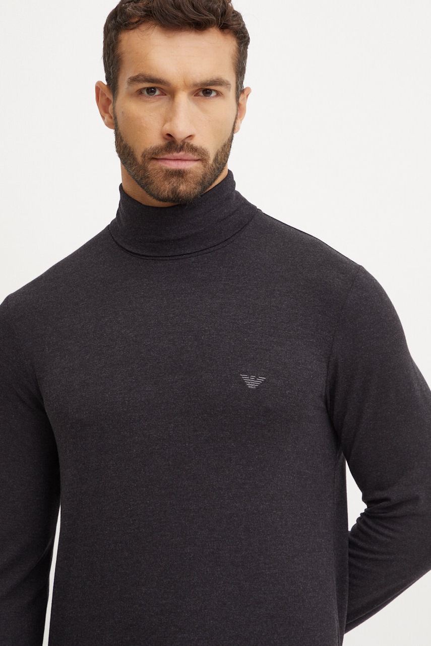 

Блуза с дълги ръкави Emporio Armani Underwear в сиво с изчистен дизайн 112066 4F584, Сив