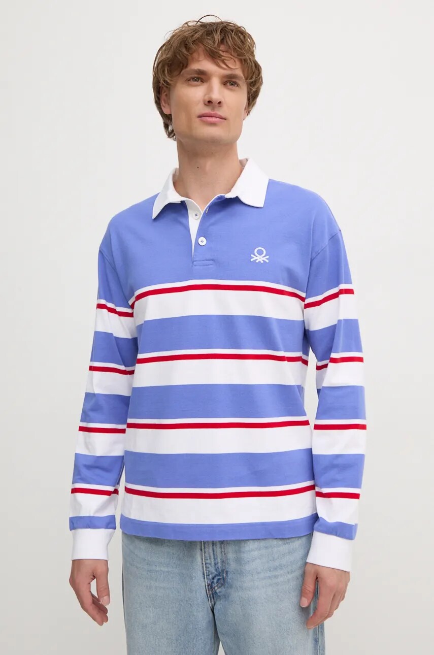 United Colors of Benetton longsleeve din bumbac culoarea violet, modelator, 3KUJU301E
