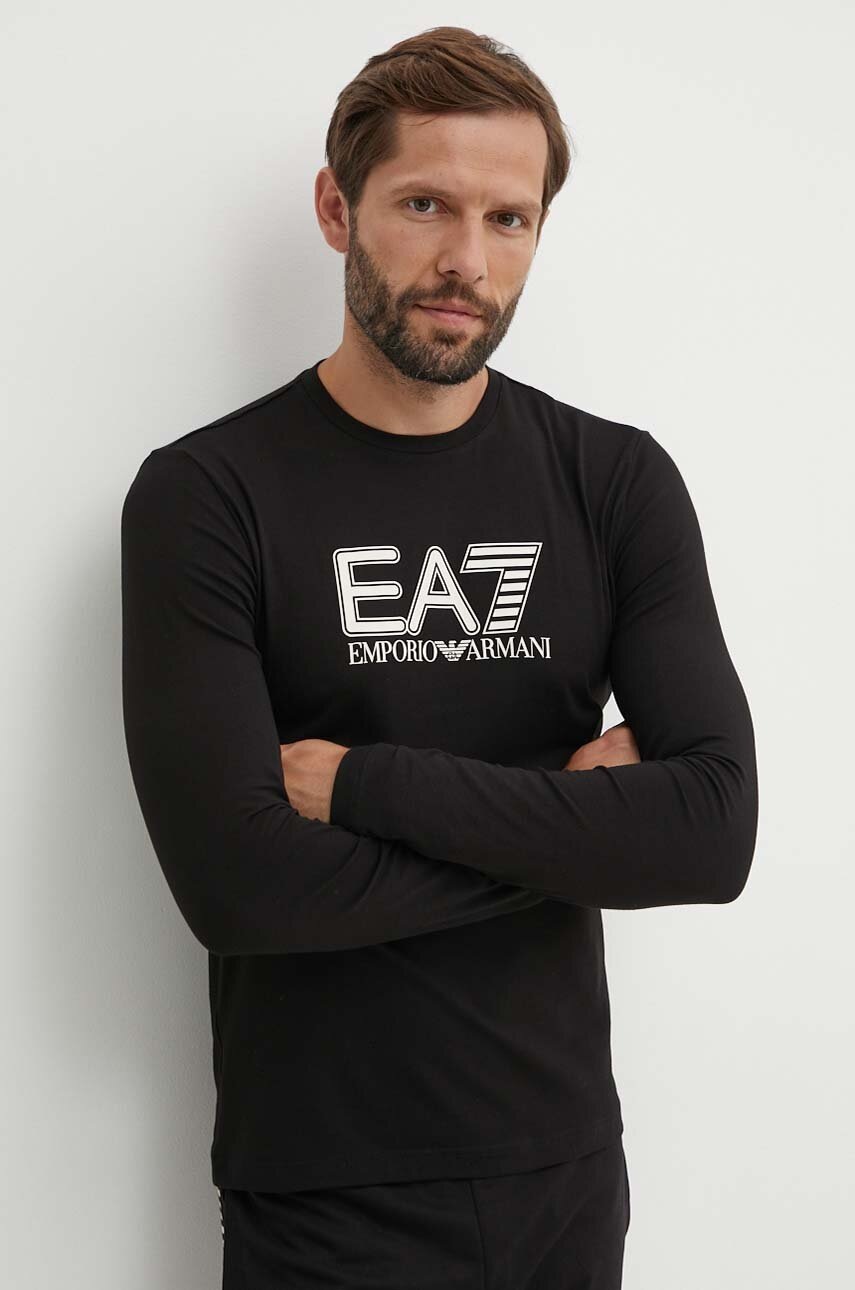 

Блуза с дълги ръкави EA7 Emporio Armani в черно с принт PJVQZ.6DPT64, Черен