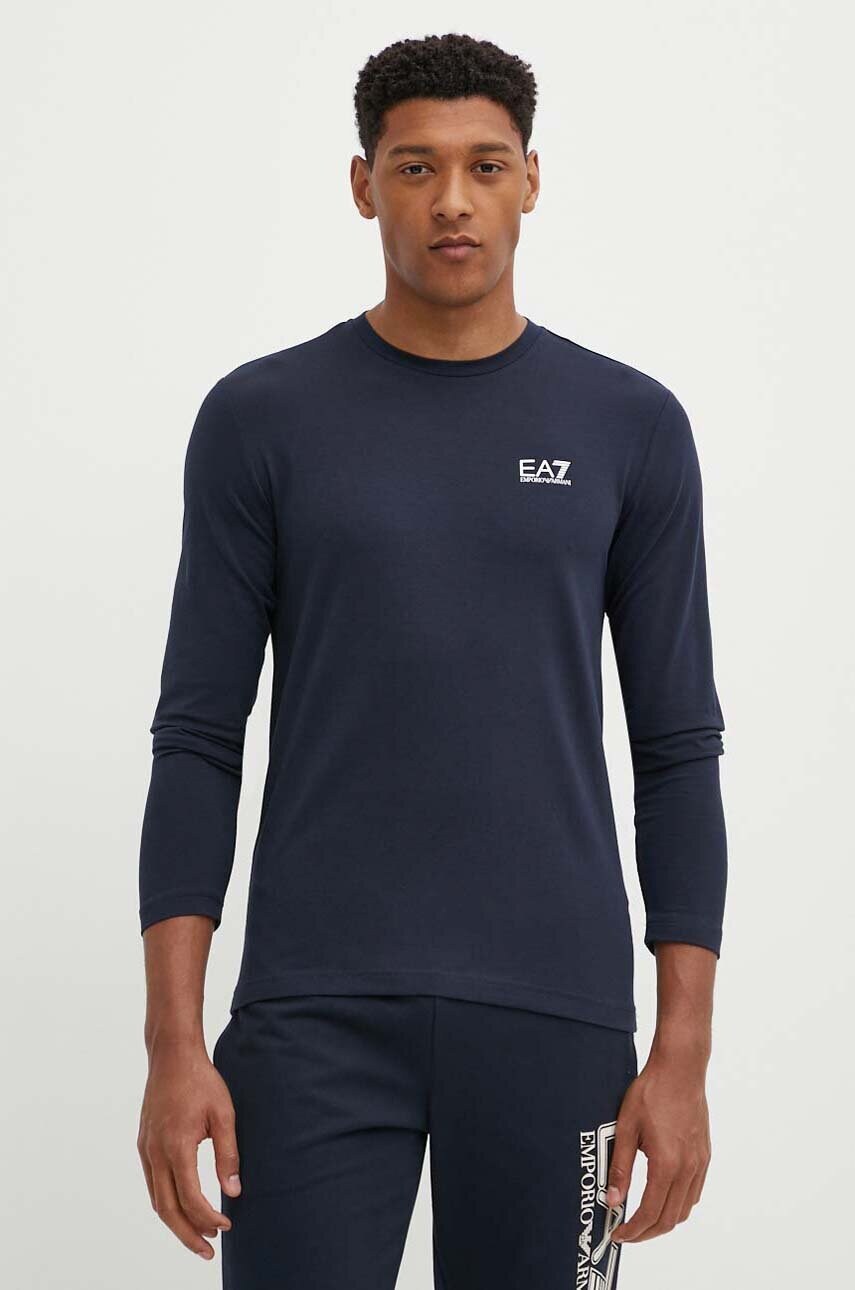 EA7 Emporio Armani longsleeve barbati, culoarea albastru marin, neted, PJVQZ.8NPT28