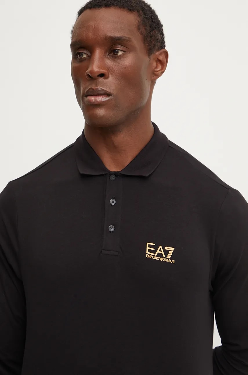 EA7 Emporio Armani longsleeve barbati, culoarea negru, uni, PJVQZ.8NPF15