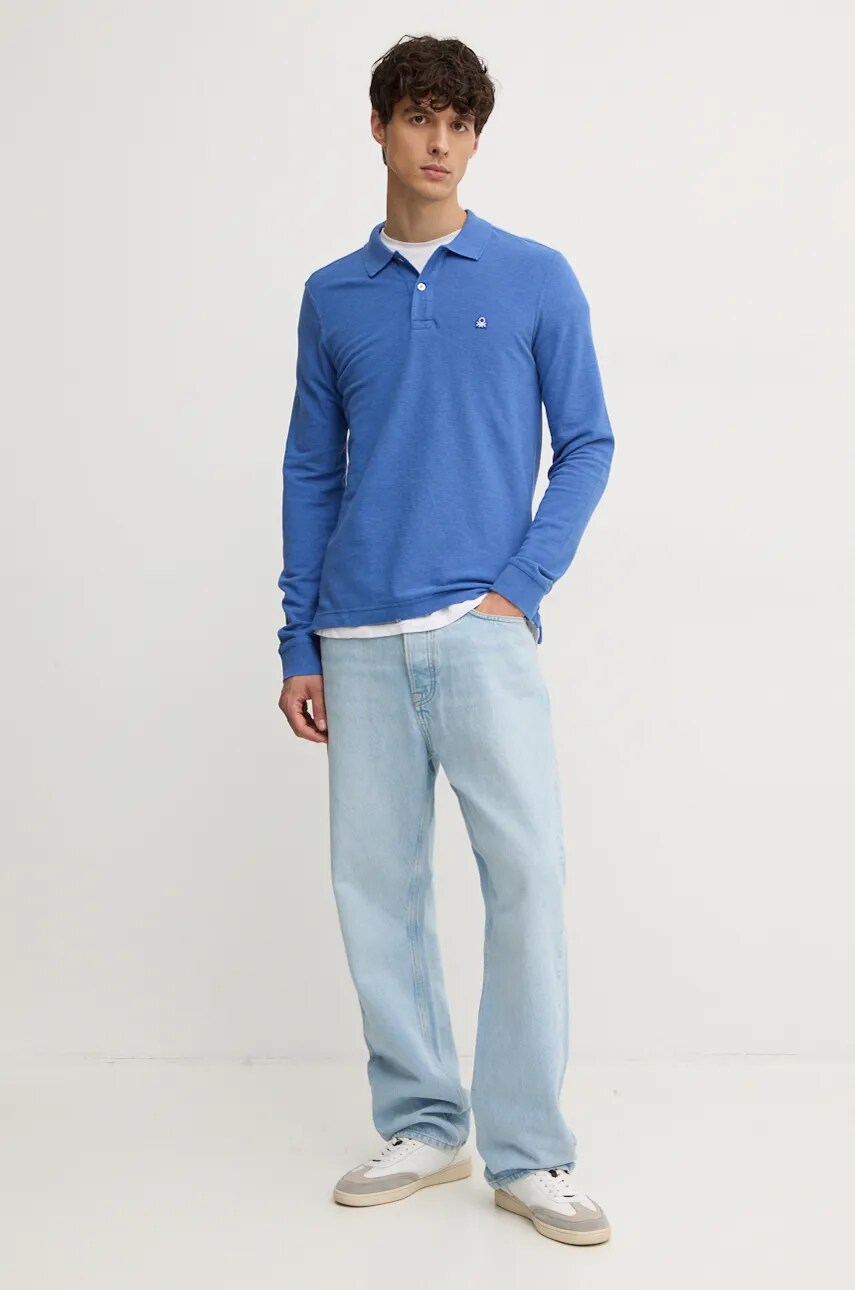 Хлопковый лонгслив United Colors of Benetton цвет фиолетовый однотонный 3088U3025 Хлопковый лонгслив United Colors of Benetton цвет фиолетовый однотонный 3088U3025