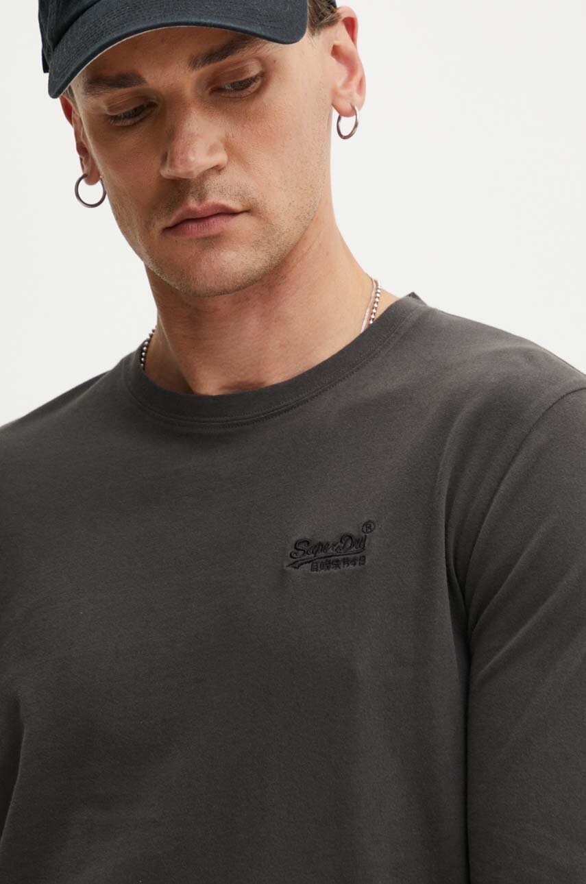 

Памучна блуза с дълги ръкави Superdry в сиво с изчистен дизайн M6010857A-AFB, Сив