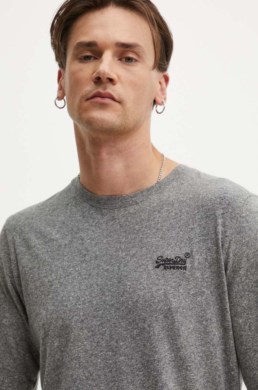 

Памучна блуза с дълги ръкави Superdry в сиво с меланжов десен M6010857A-C6O, Сив