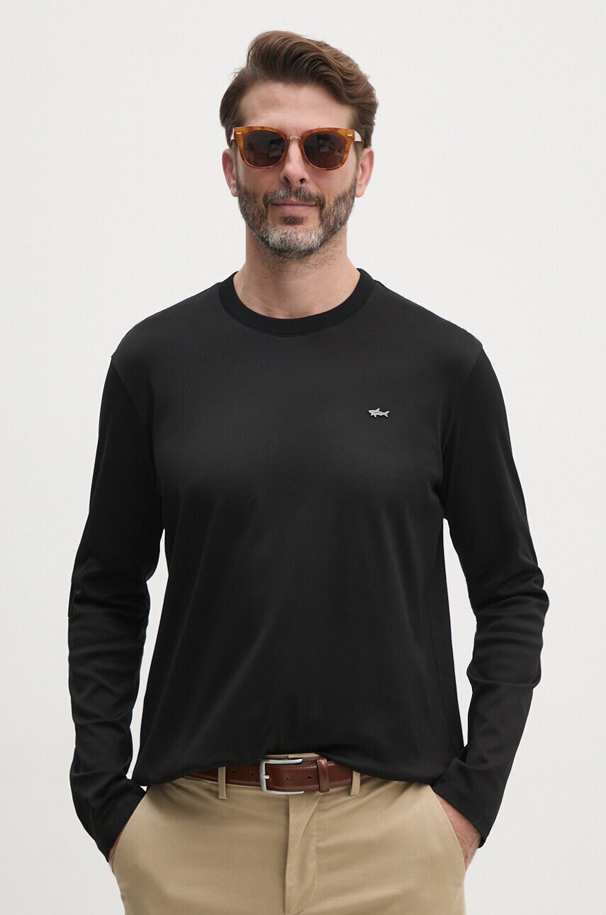 Paul&Shark longsleeve din bumbac culoarea negru, neted, 14311635