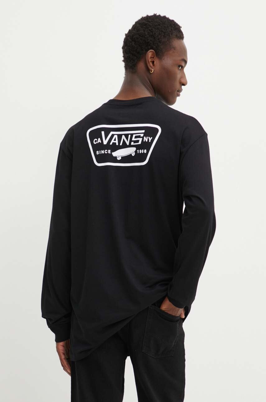 Vans longsleeve din bumbac culoarea negru, cu imprimeu, VN0A2XCMY281