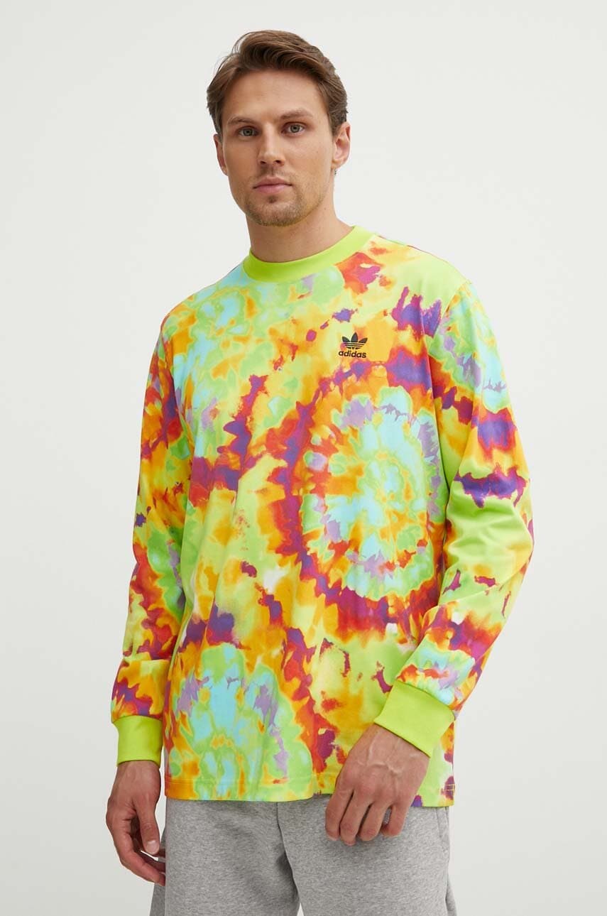 adidas Originals longsleeve din bumbac culoarea verde, modelator, IZ0093