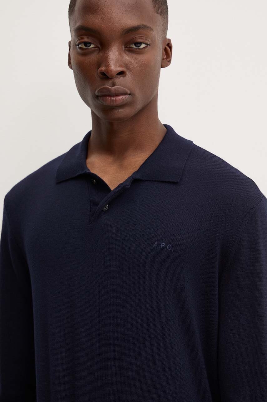 Vlnený sveter A.P.C. polo jacob logo
