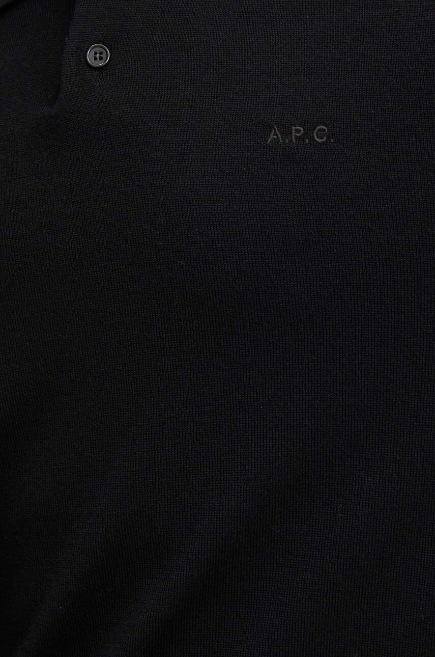 Вовняний светр A.P.C. polo jacob logo чоловічий колір чорний легкий WVAWM.H23324 
