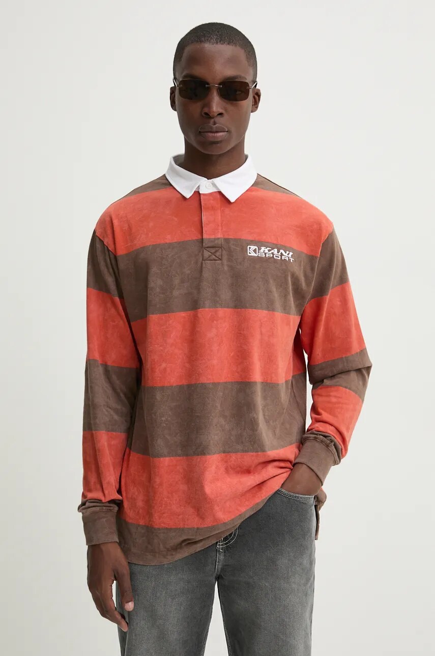 Karl Kani longsleeve din bumbac culoarea portocaliu, modelator, 60230004