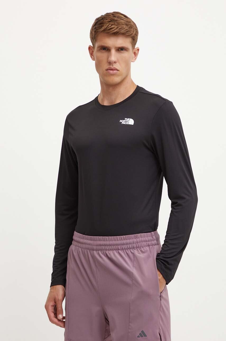 The North Face longsleeve sport 24/7 culoarea negru, neted, NF0A894AJK31