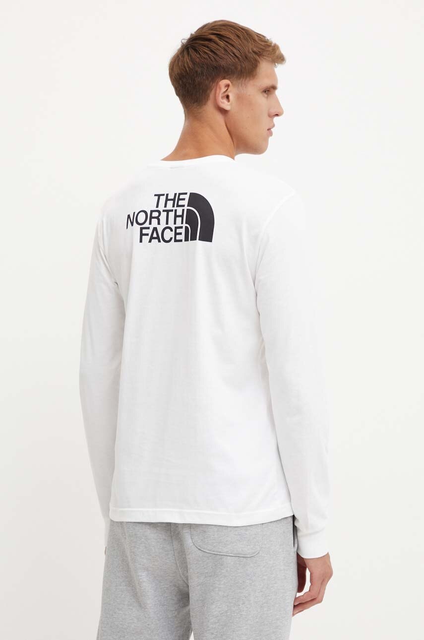 The North Face longsleeve L/S Easy Tee barbati, culoarea alb, cu imprimeu, NF0A8A6FFN41