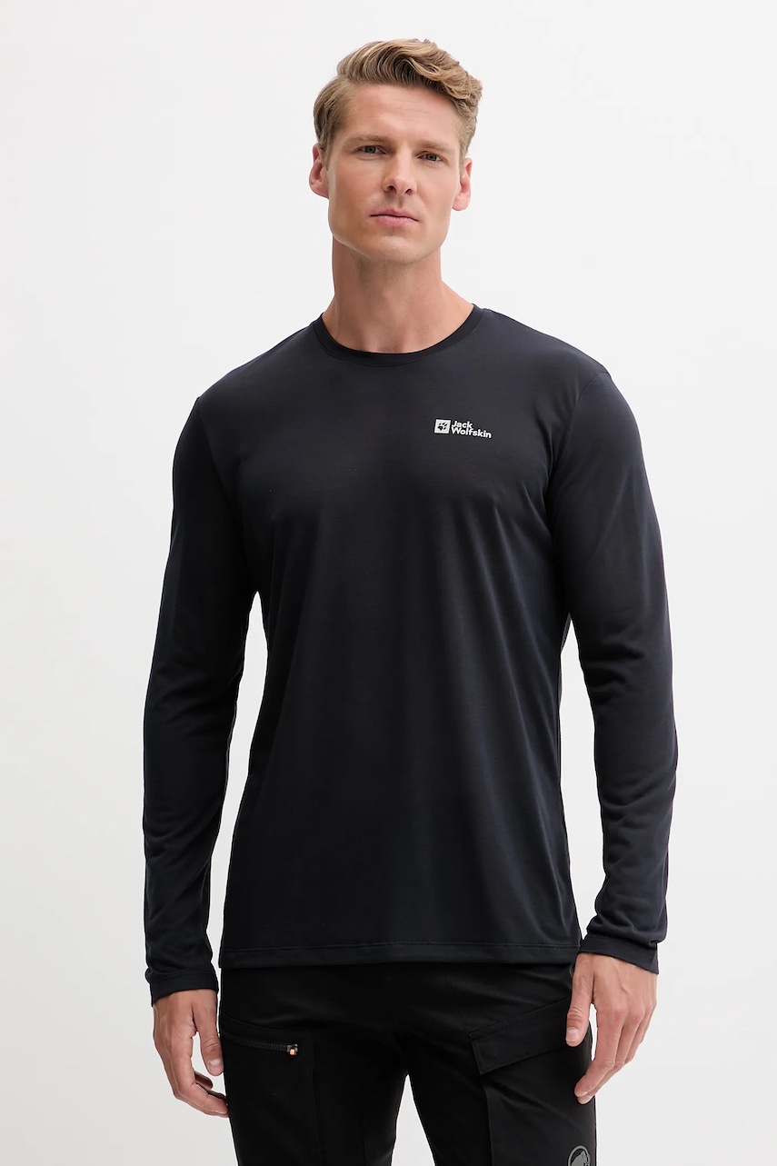 Jack Wolfskin longsleeve sport Vonnan culoarea negru, uni, A60291