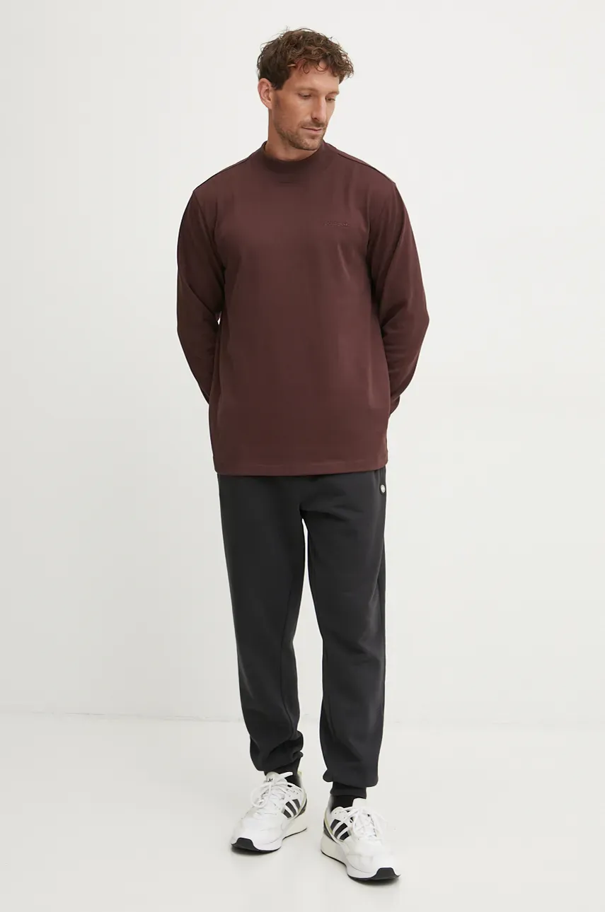 Хлопковый лонгслив adidas Originals Longsleeve Mock Neck цвет бордовый однотонный IW3258 Хлопковый лонгслив adidas Originals Longsleeve Mock Neck цвет бордовый однотонный IW3258