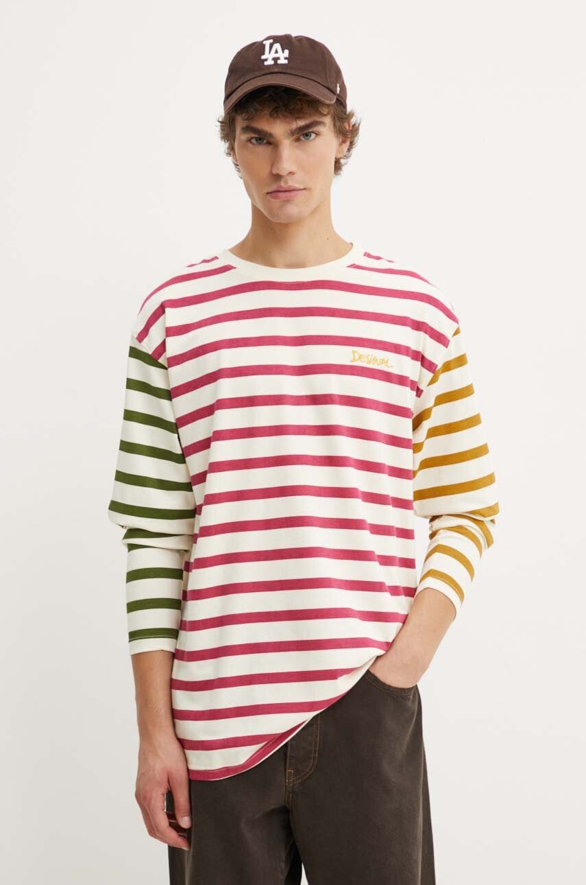 Desigual longsleeve din bumbac CAROLINAN culoarea bej, modelator, 24WMTK37 Desigual longsleeve din bumbac CAROLINAN culoarea bej, modelator, 24WMTK37
