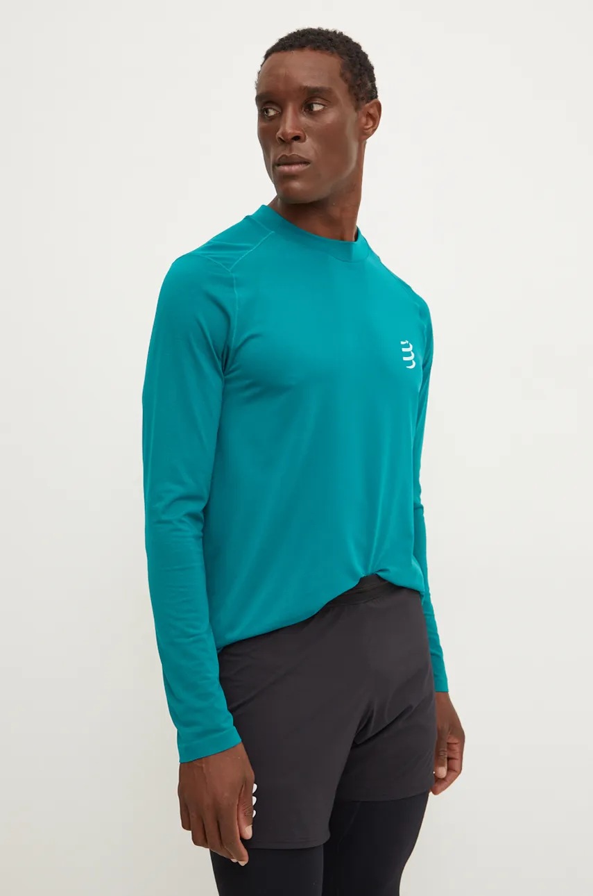 Compressport longsleeve pentru alergare Performance culoarea verde, neted, ATSM4946