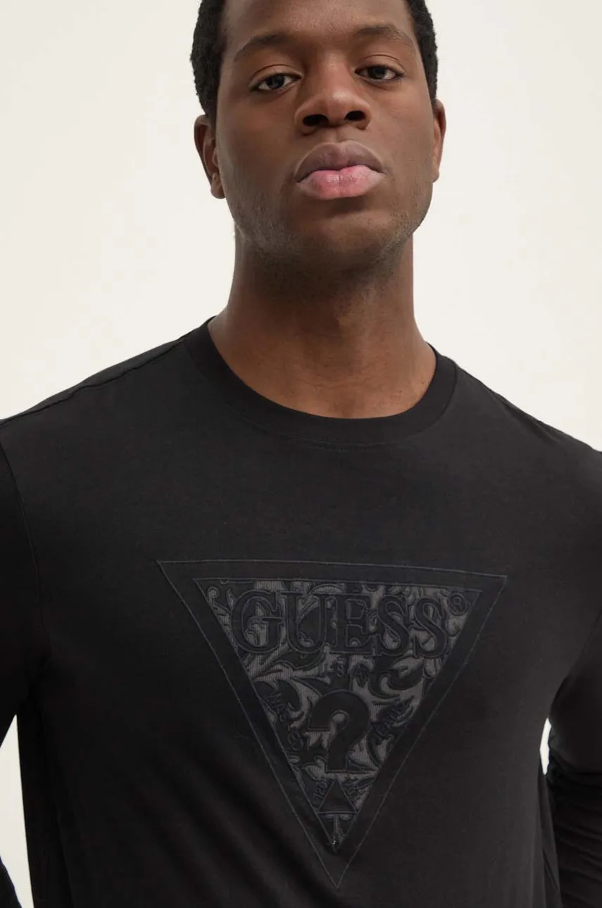 

Тениска Guess в черно с апликация M4BI53.KCHA1, Черен
