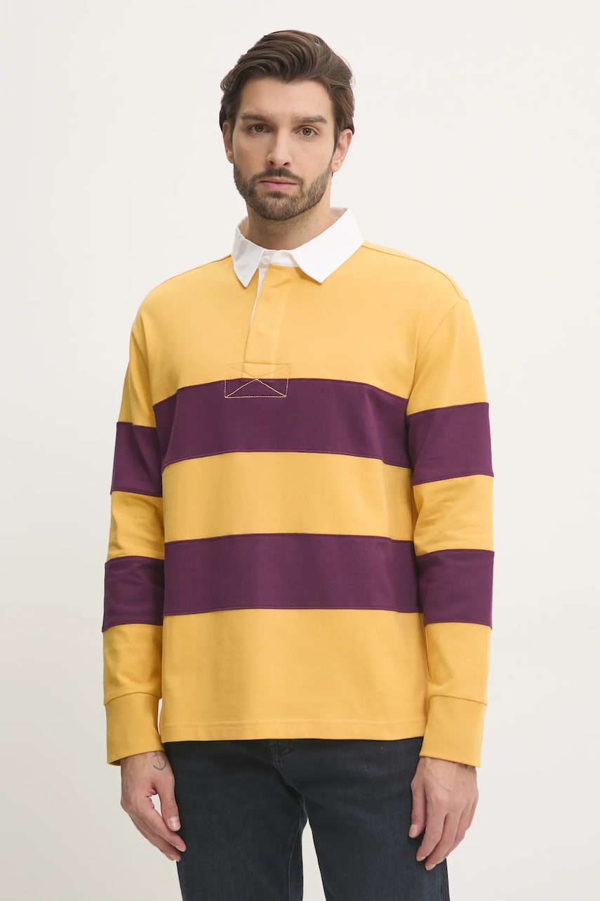 Gant longsleeve din bumbac culoarea galben, cu imprimeu, 2015075