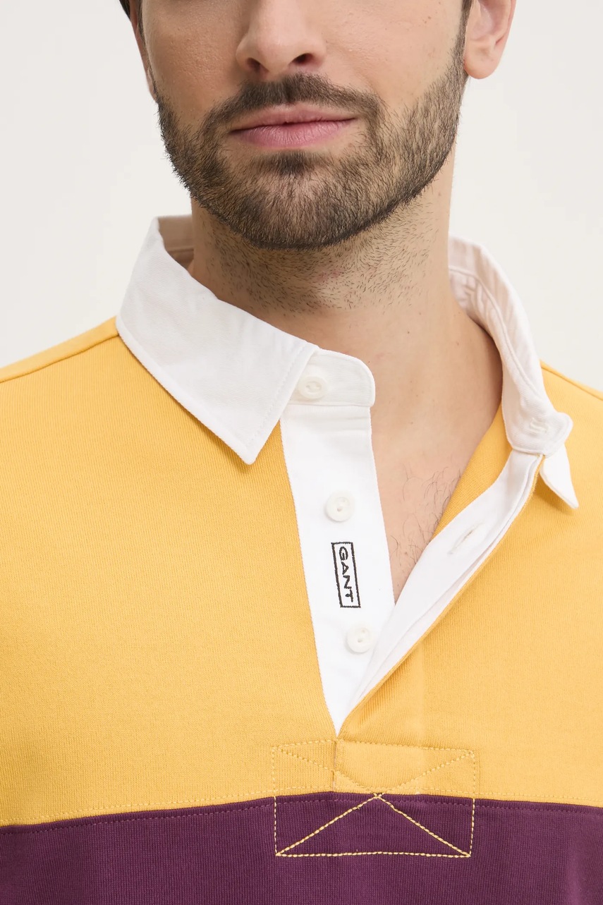 Βαμβακερή μπλούζα με μακριά μανίκια Gant χρώμα: κίτρινο, 2015075 φωτογραφία