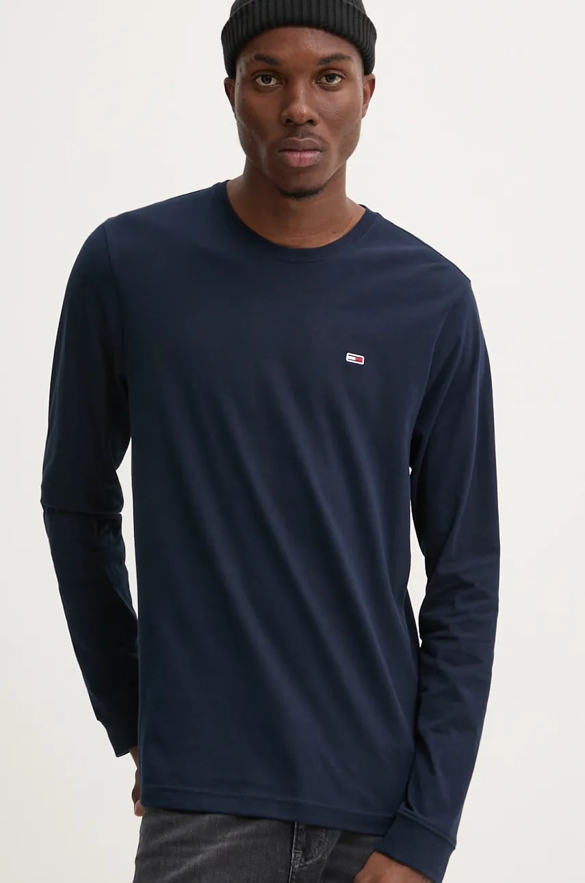 Хлопковый лонгслив Tommy Jeans 2 шт цвет чёрный однотонный DM0DM20731 Хлопковый лонгслив Tommy Jeans 2 шт цвет чёрный однотонный DM0DM20731