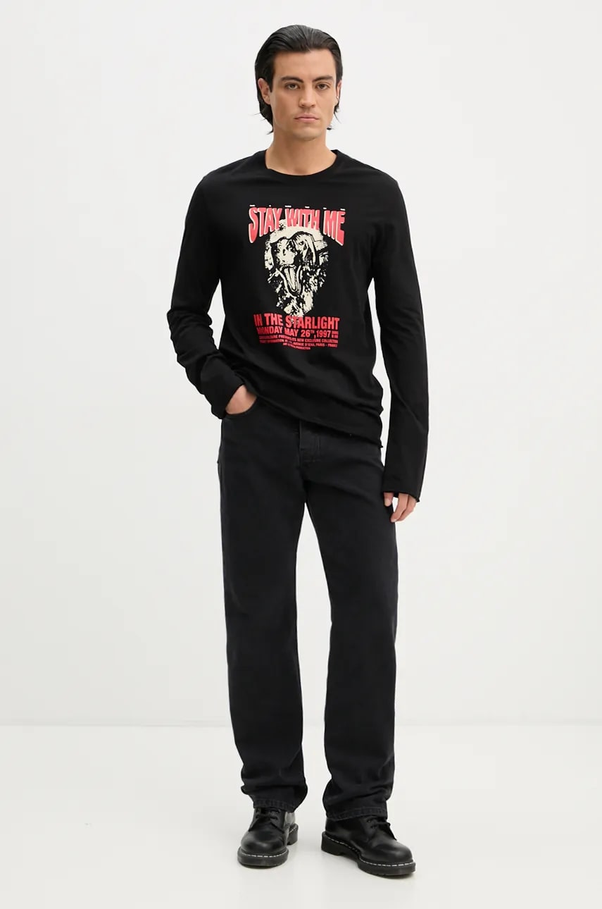 Хлопковый лонгслив ZADIG&VOLTAIRE цвет чёрный с принтом JMTS00653 Хлопковый лонгслив ZADIG&VOLTAIRE цвет чёрный с принтом JMTS00653