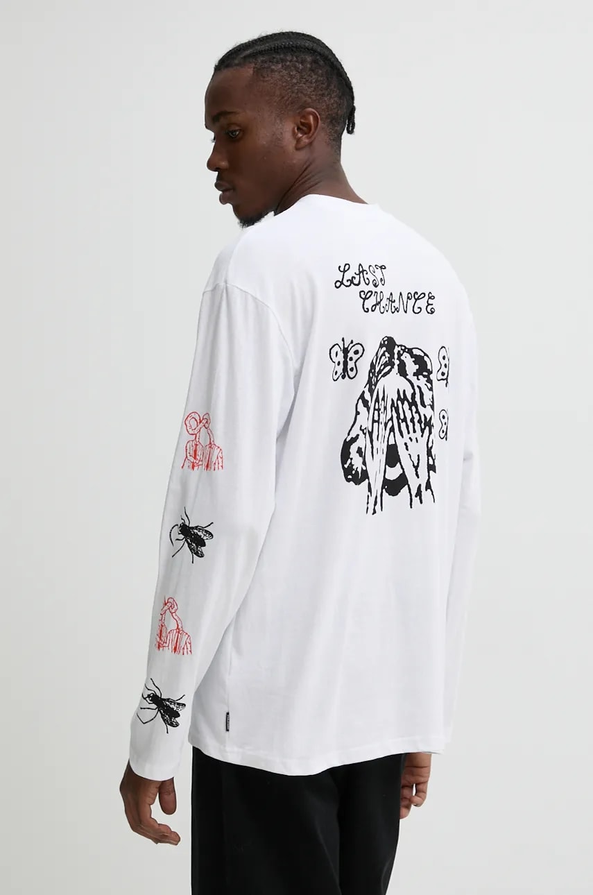 Volcom longsleeve din bumbac x KEUTCHI culoarea alb, cu imprimeu, A3632407