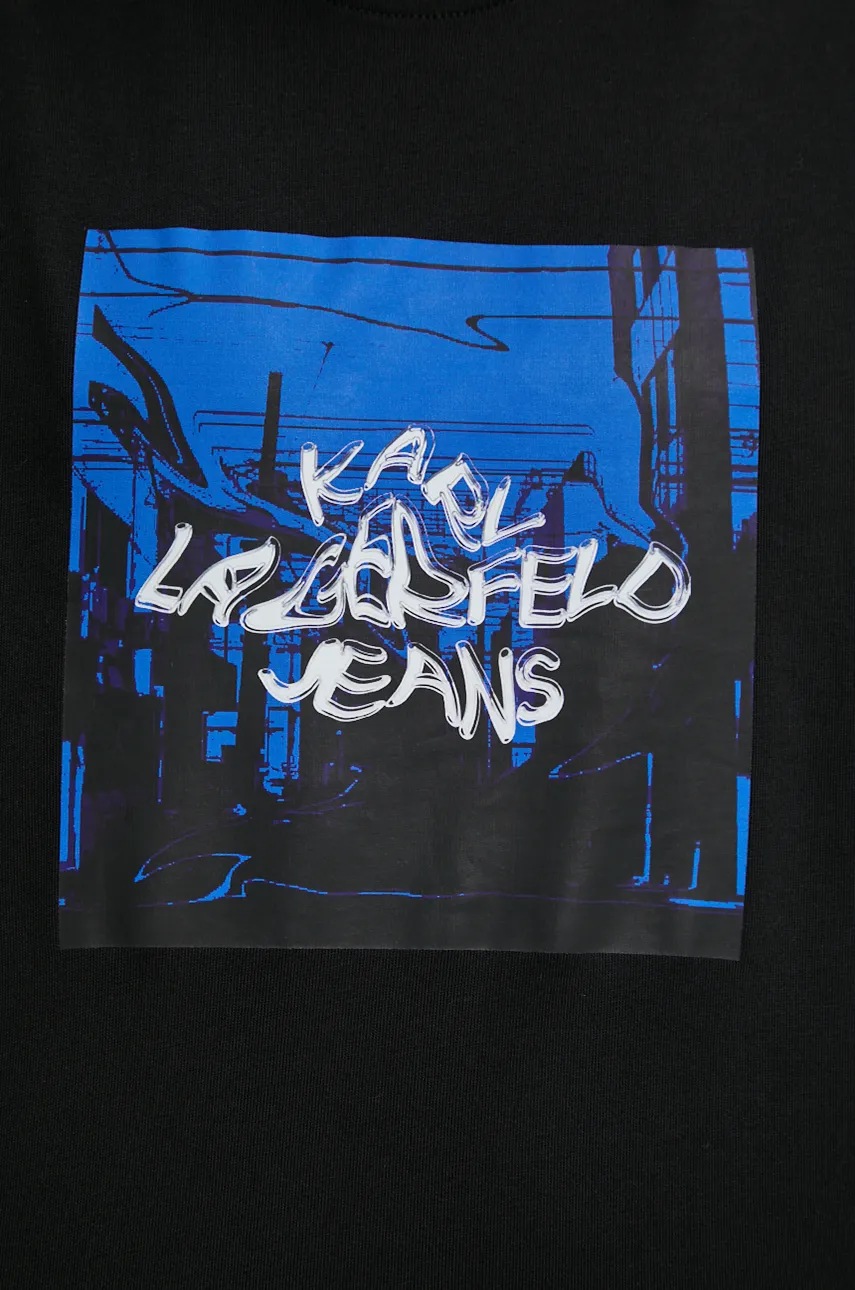 Бавовняний лонгслів Karl Lagerfeld Jeans колір чорний з принтом 246D1708 