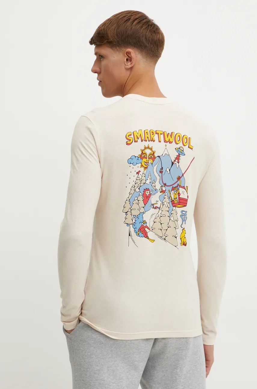 Smartwool longsleeve sport Ski Circus culoarea bej, cu imprimeu, SW002658