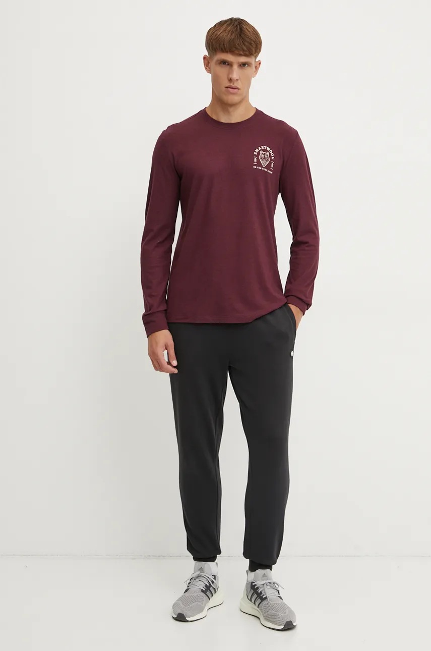 Спортивный лонгслив Smartwool Bear Stare цвет бордовый с принтом SW002598 Спортивный лонгслив Smartwool Bear Stare цвет бордовый с принтом SW002598