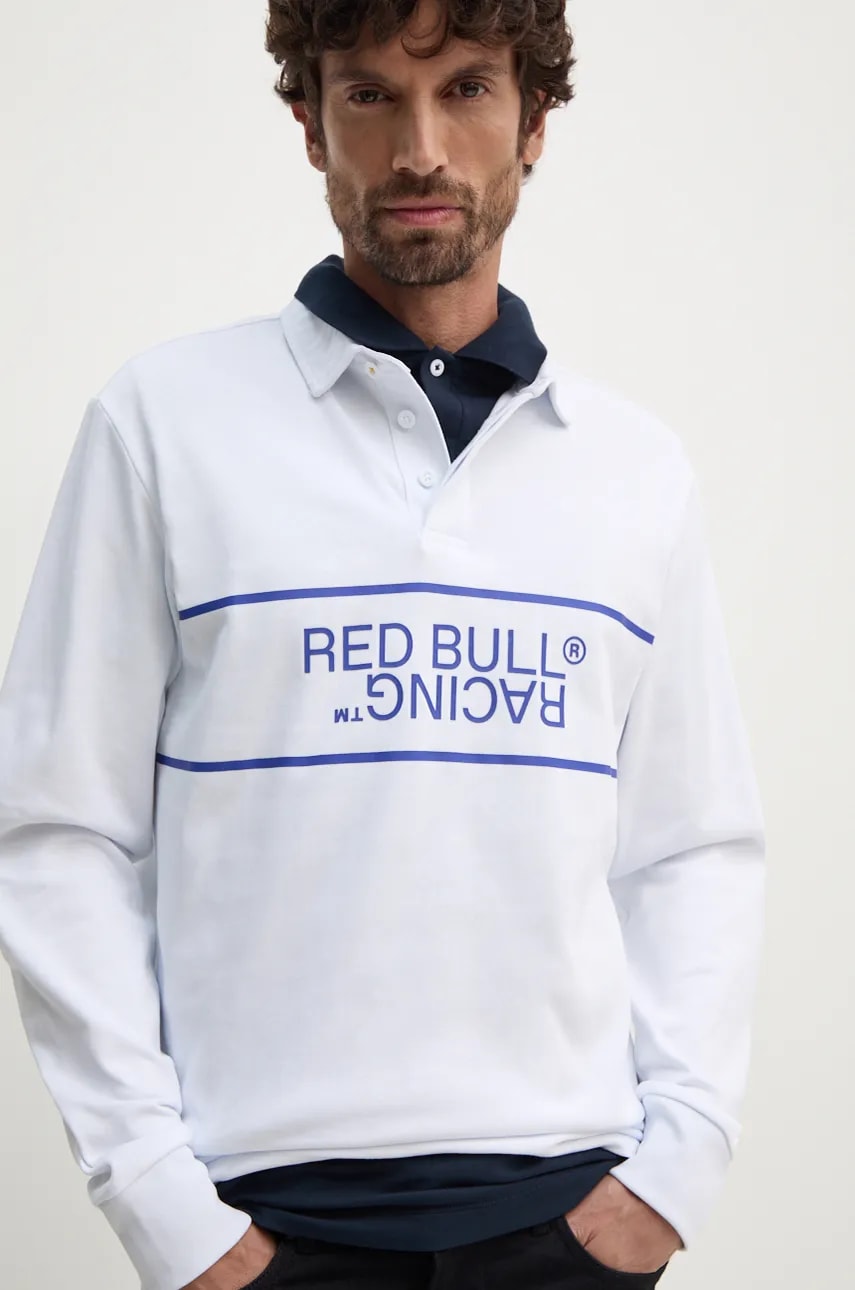 Pepe Jeans longsleeve din bumbac Red Bull Racing x Pepe Jeans culoarea alb, cu imprimeu, RM540011 Pepe Jeans longsleeve din bumbac Red Bull Racing x Pepe Jeans culoarea alb, cu imprimeu, RM540011