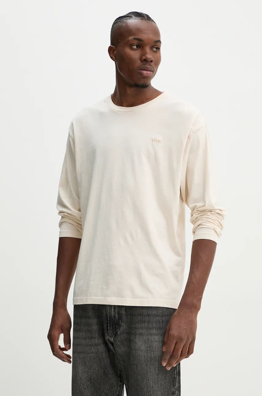 Won Hundred longsleeve din bumbac culoarea bej, neted, 3301-12063