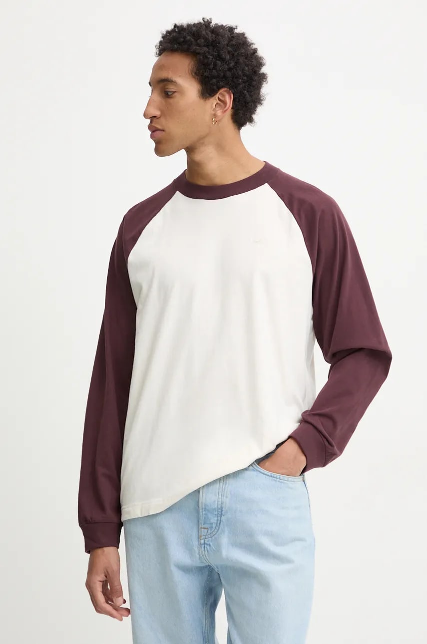 Hollister Co. longsleeve din bumbac culoarea bej, modelator, KI324-4170 Hollister Co. longsleeve din bumbac culoarea bej, modelator, KI324-4170