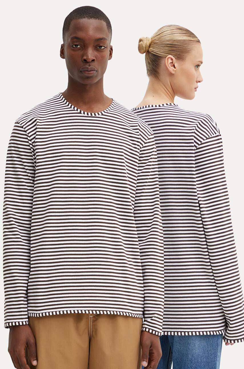 Sunnei longsleeve din bumbac culoarea maro, modelator, RTWXJER004 Sunnei longsleeve din bumbac culoarea maro, modelator, RTWXJER004