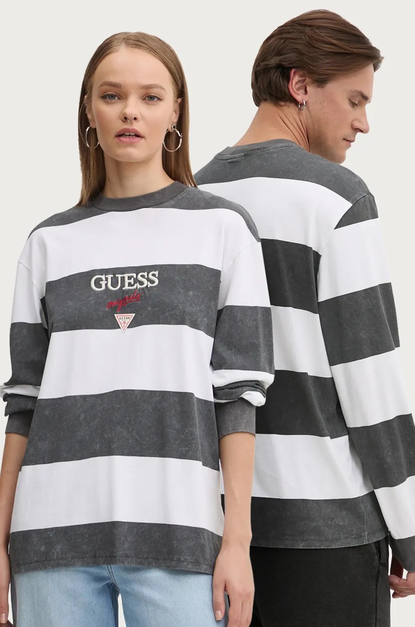 

Памучна блуза с дълги ръкави Guess Originals в сиво с десен M4BI55 K8FQ4, Сив