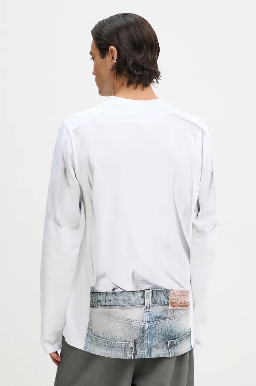 Βαμβακερή μπλούζα με μακριά μανίκια Y/Project YP TROMPE L'OEIL LONG SLEEVE T-SHIRT χρώμα: άσπρο, 204TS021 φωτογραφία
