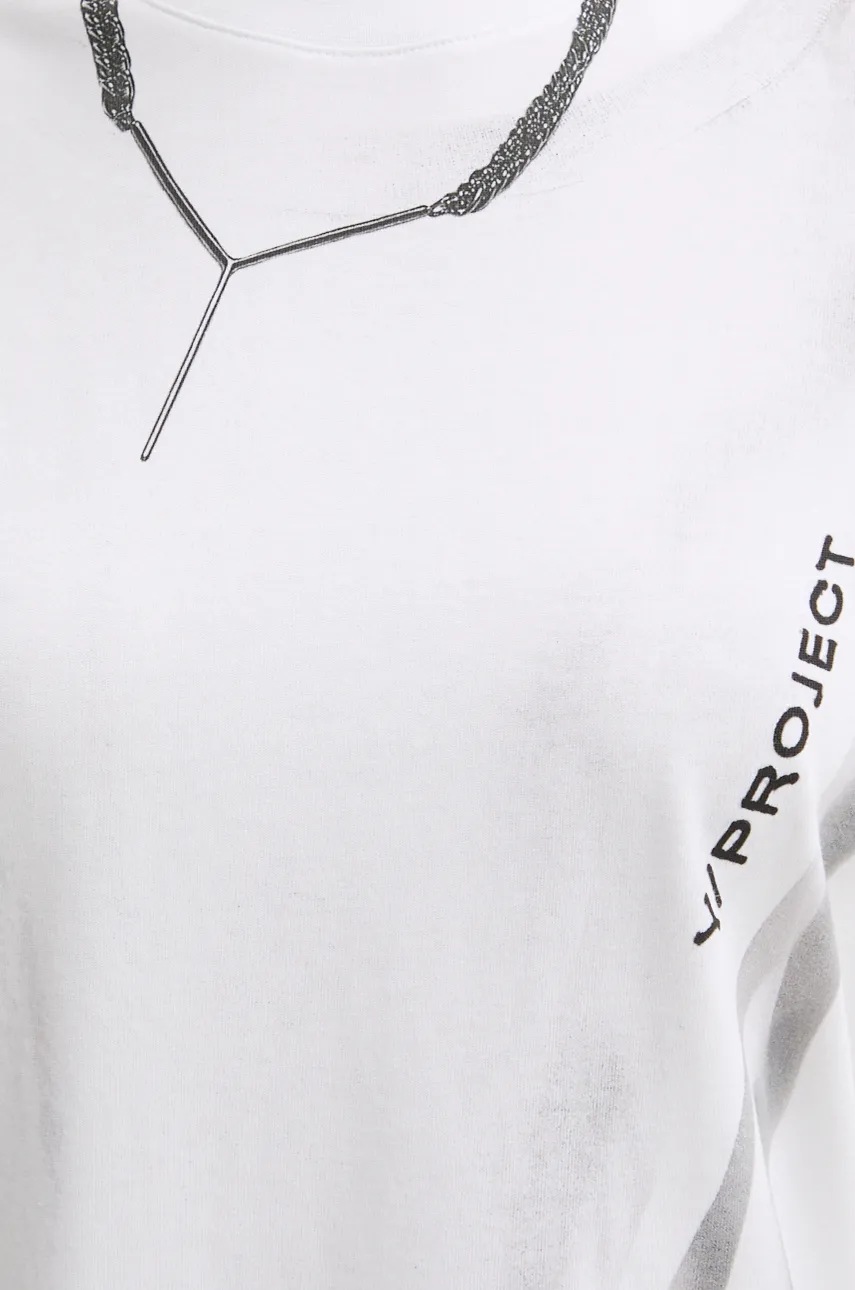 Βαμβακερή μπλούζα με μακριά μανίκια Y/Project YP TROMPE L'OEIL LONG SLEEVE T-SHIRT χρώμα: άσπρο, 204TS021 φωτογραφία