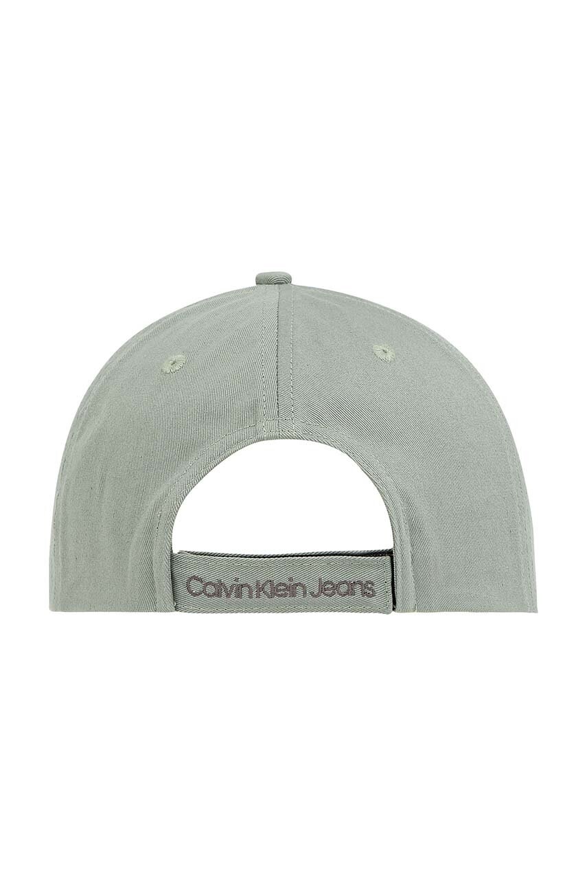 Детская хлопковая кепка Calvin Klein Jeans цвет зелёный однотонная IU0IU00150