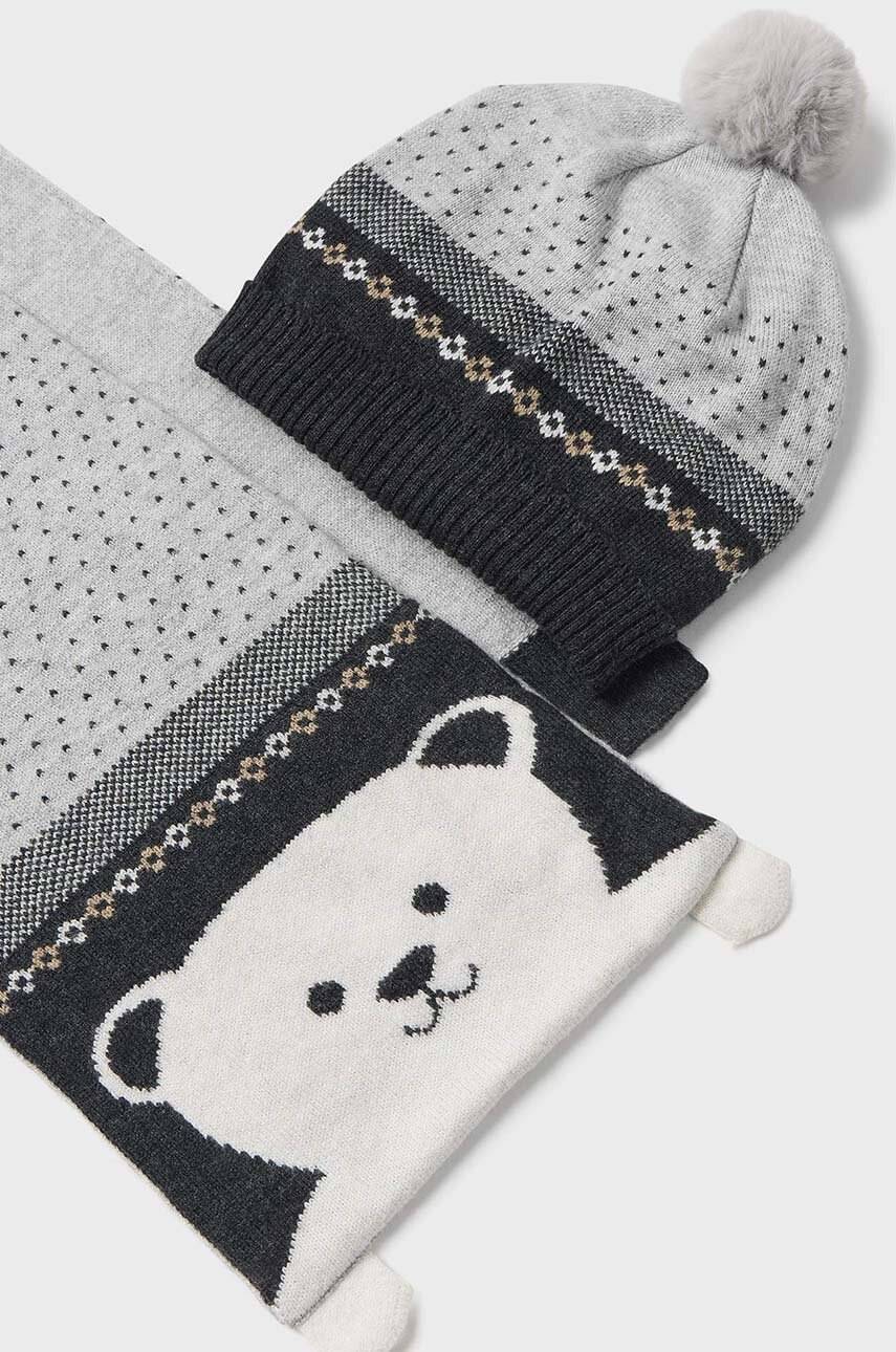 Детская шапка и шарф с примесью шерсти Mayoral цвет серый 10767 в Хмельницком Детская шапка и шарф с примесью шерсти Mayoral цвет серый 10767 в Хмельницком
