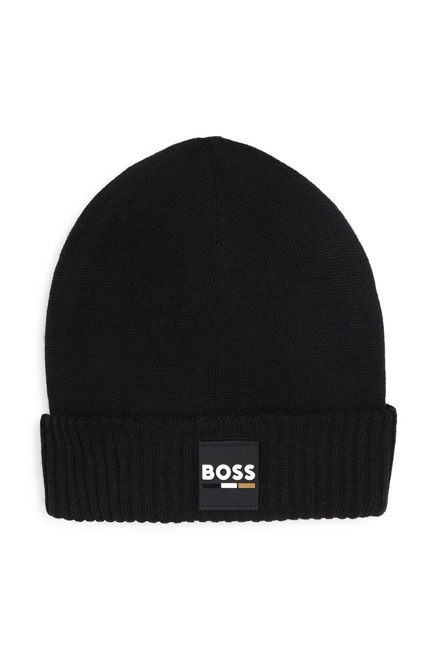 BOSS caciula din lana pentru copii culoarea negru, J51566