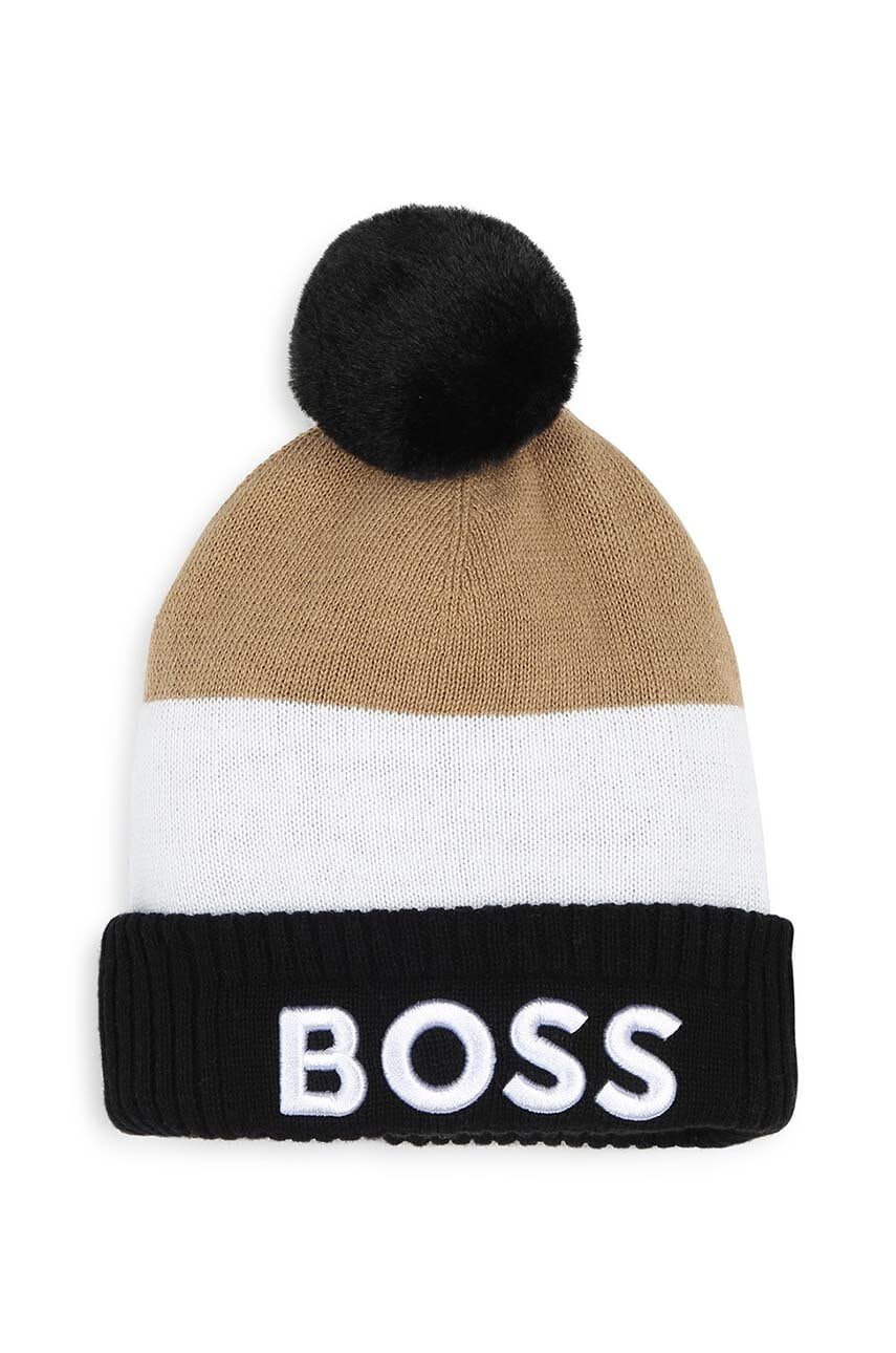 BOSS caciula copii culoarea bej, J51597