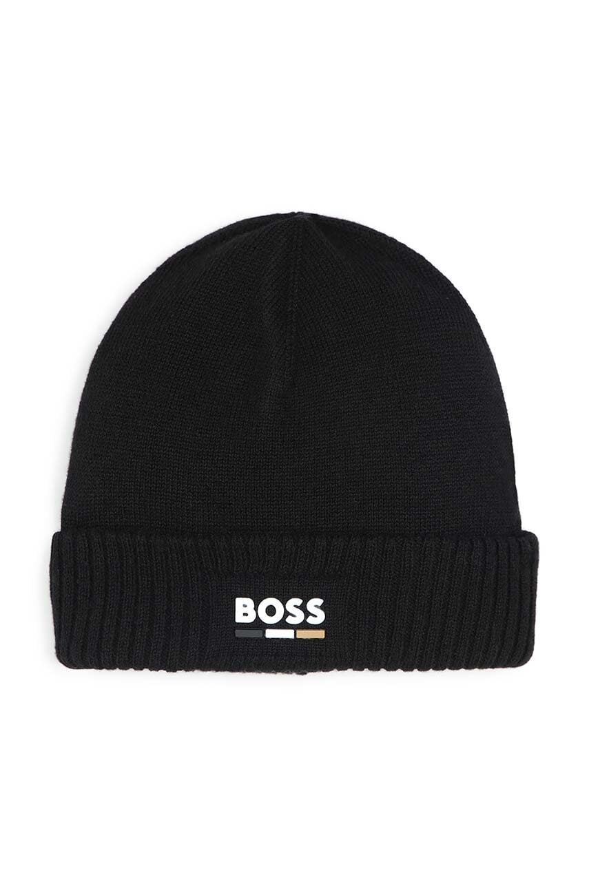 BOSS caciula din lana pentru copii culoarea negru, J51600