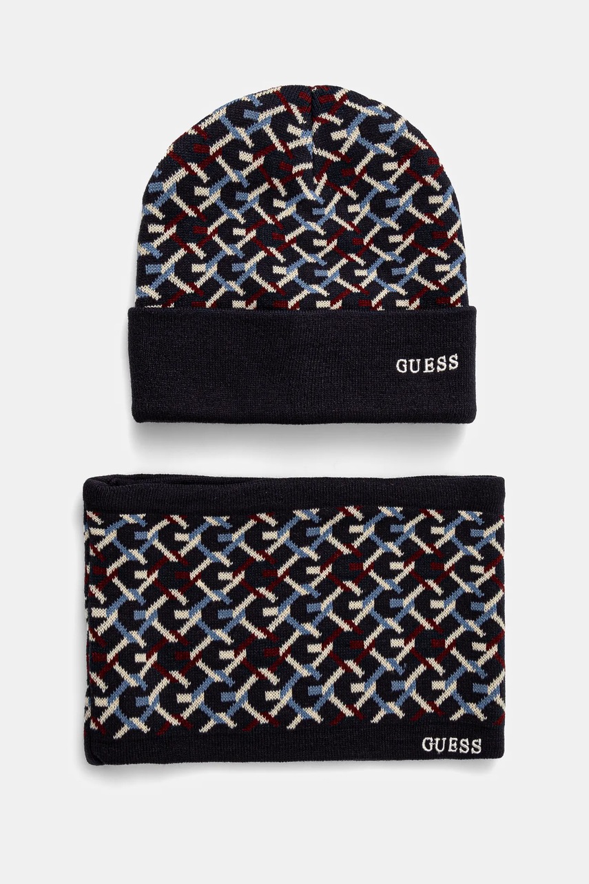 

Детски шапка и кръгъл шал Guess в тъмносиньо L4BZ02 Z2QP0, Тъмносин