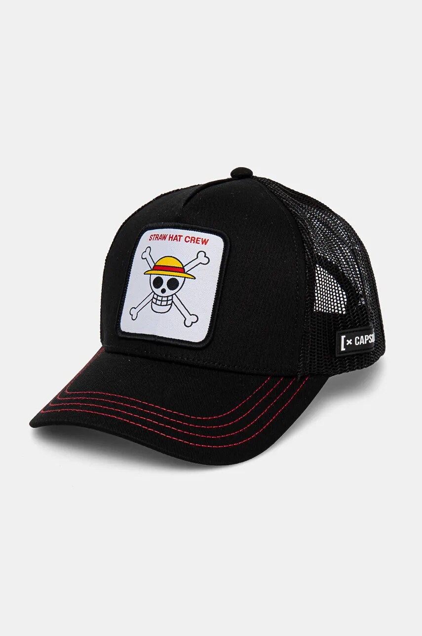 Capslab șapcă de baseball pentru copii One Piece Capslab Trucker culoarea negru, cu imprimeu, CL.OP1.3.SKU2 Capslab șapcă de baseball pentru copii One Piece Capslab Trucker culoarea negru, cu imprimeu, CL.OP1.3.SKU2